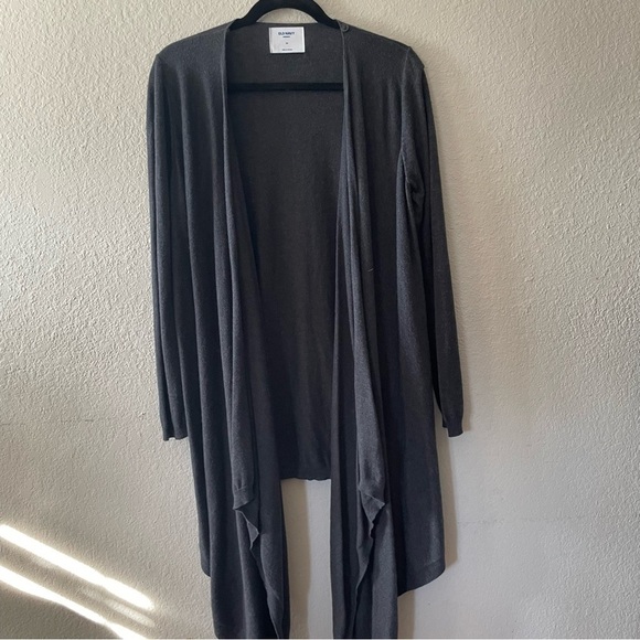 Old Navy woman cardigan Medium draped open front gray long maternity cowl neck - Picture 6 of 9